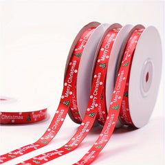 Christmas Gift Wrapping Ribbon Silk Tree Pattern Red Ribbon 866 Inches