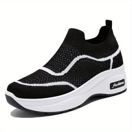Women's Knitted Sock Shoes Breathable Slip On Low Top Chunky Sneakers