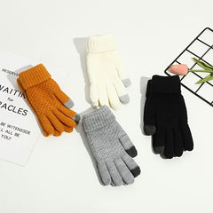 Warm Winter Outdoor Cycling Gloves Brushed Thickened Jacquard Gloves