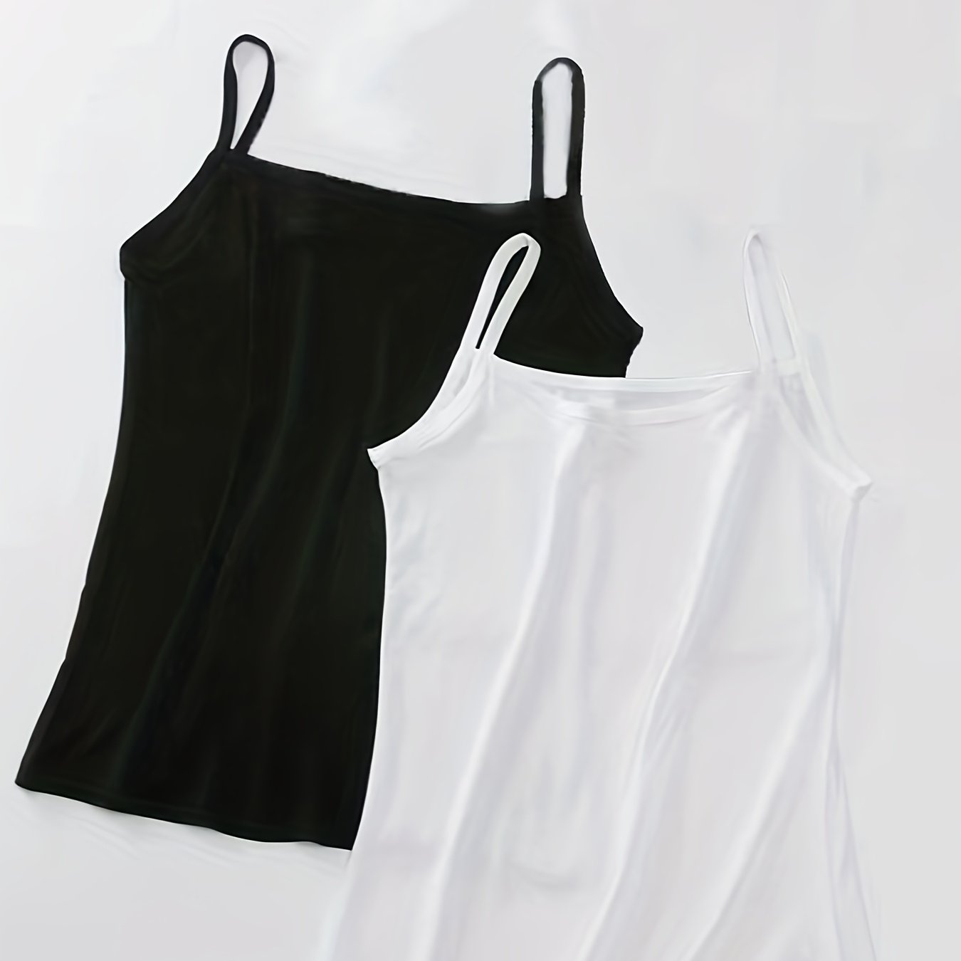 2 Pack Solid Cami Tops Crew Neck Everyday Women's Lingerie