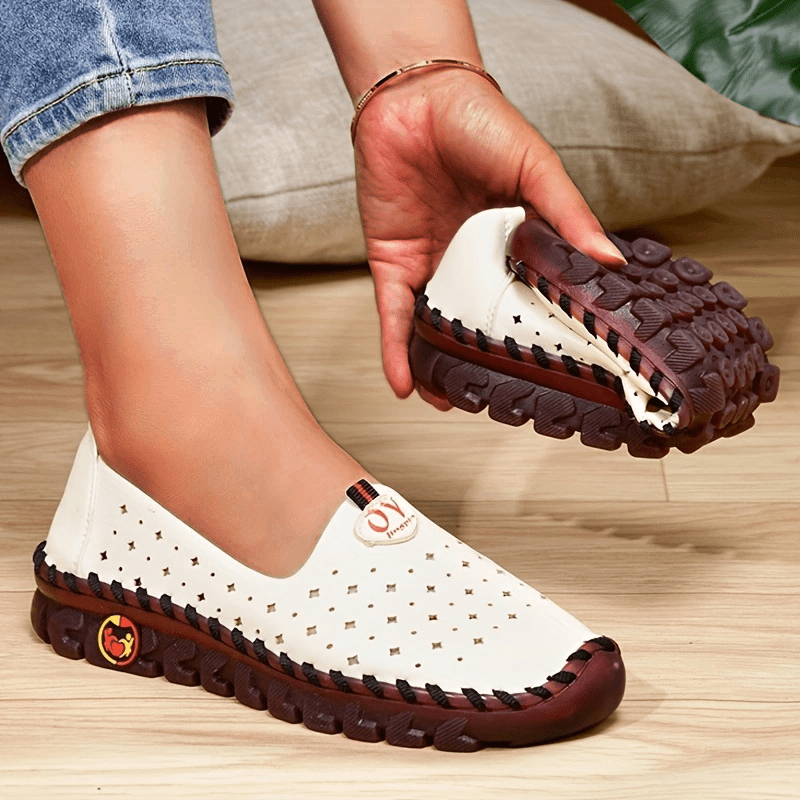 Women's Hollow Out Flat Shoes Slip On Comfy Walking Shoes