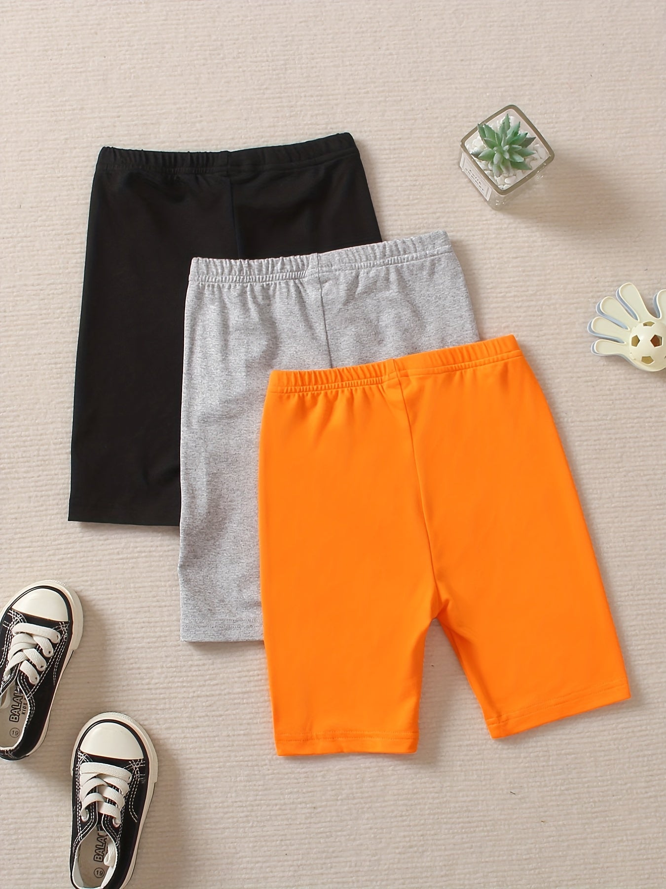 3pcs Girl's Bike Shorts Set Summer Casual Outfit