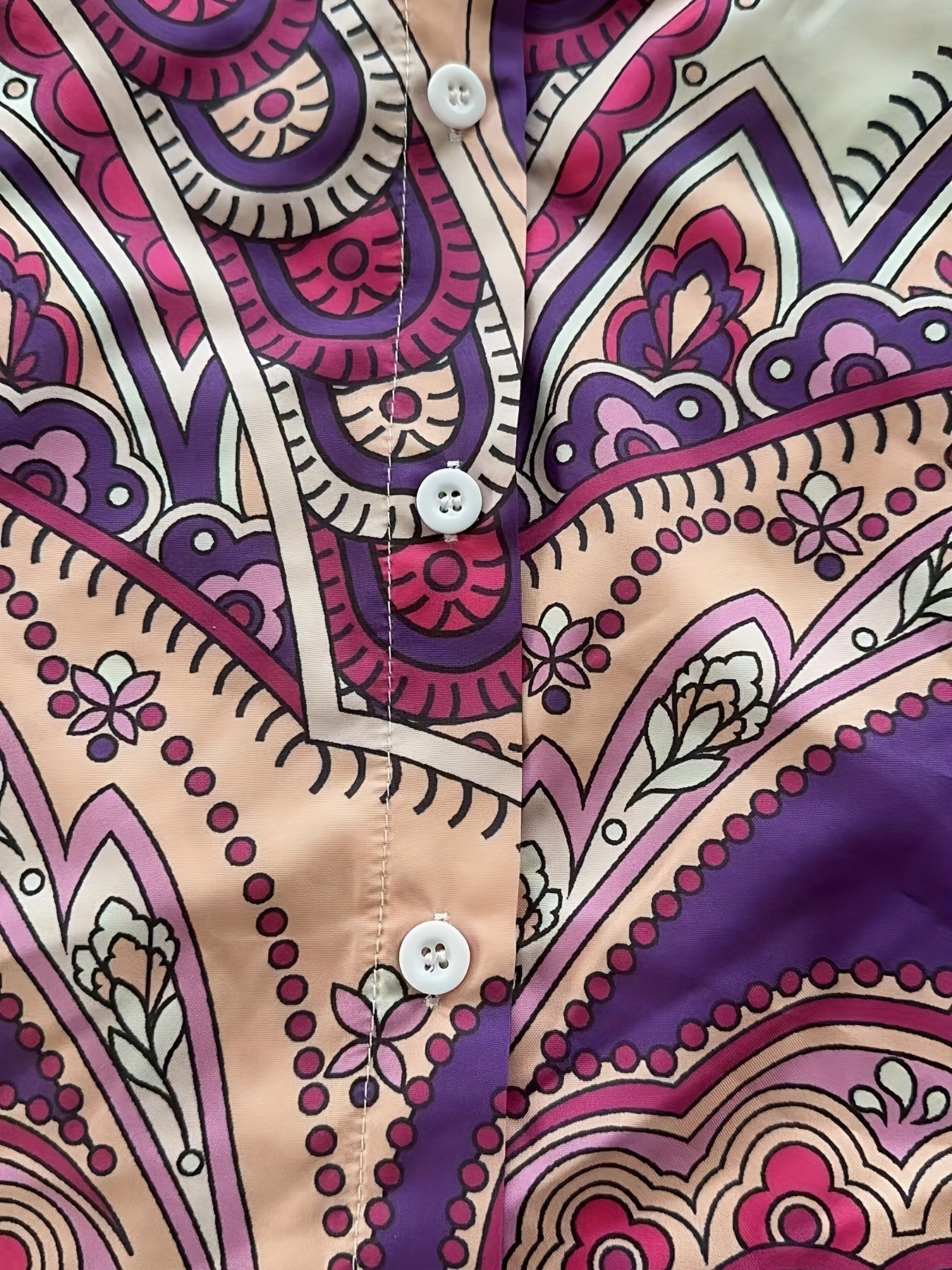 Women's Plus Paisley Print Button Up Blouse & Shorts Set