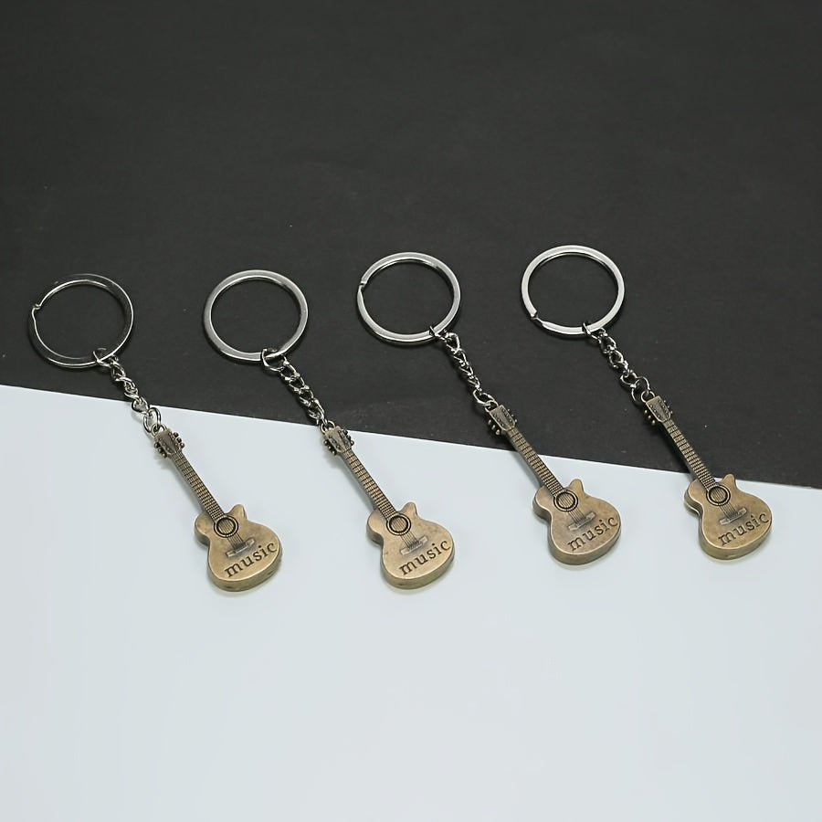 Metal Guitar Keychain Pendant Accessory Christmas Gift