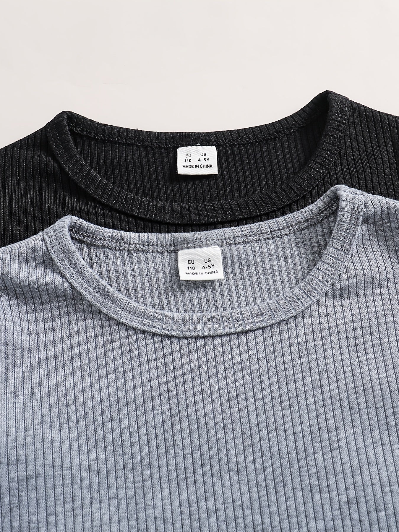 2 Sets Boy's Ribbed Top & Pants Set Casual Outfits Kids Clothes
