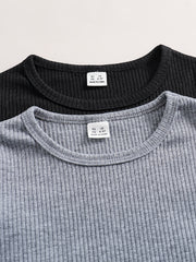 2 Sets Boy's Ribbed Top & Pants Set Casual Outfits Kids Clothes