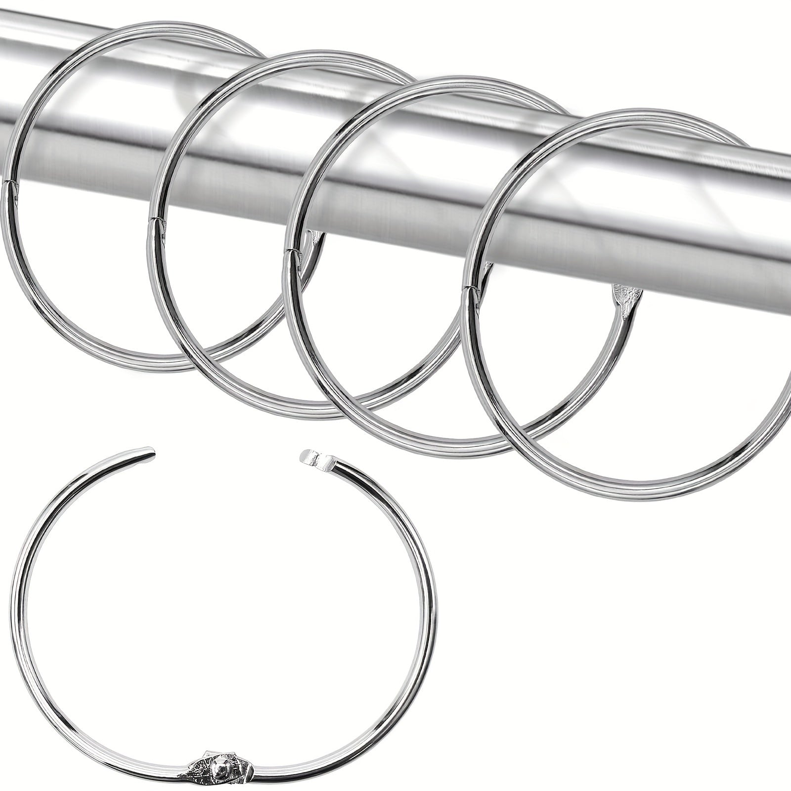 24pcs Anti Rust Metal Shower Curtain Hooks Sliding Smooth Circular