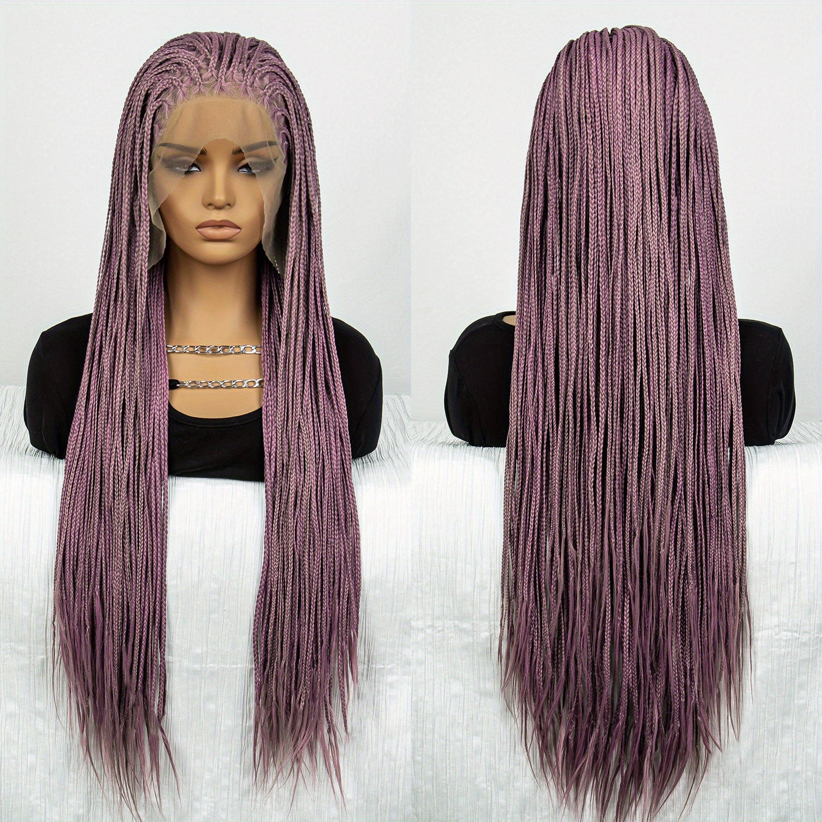 Colorful Lace Front Braided Wig Box Braid with Baby Hair Synthetic Hair Wig