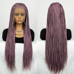 Colorful Lace Front Braided Wig Box Braid with Baby Hair Synthetic Hair Wig