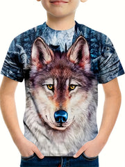 Kids Wolf Graphic Tees Stylish Casual T-shirt