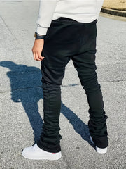 Leaf & Slogan Print Men's Drawstring Jogger Pants
