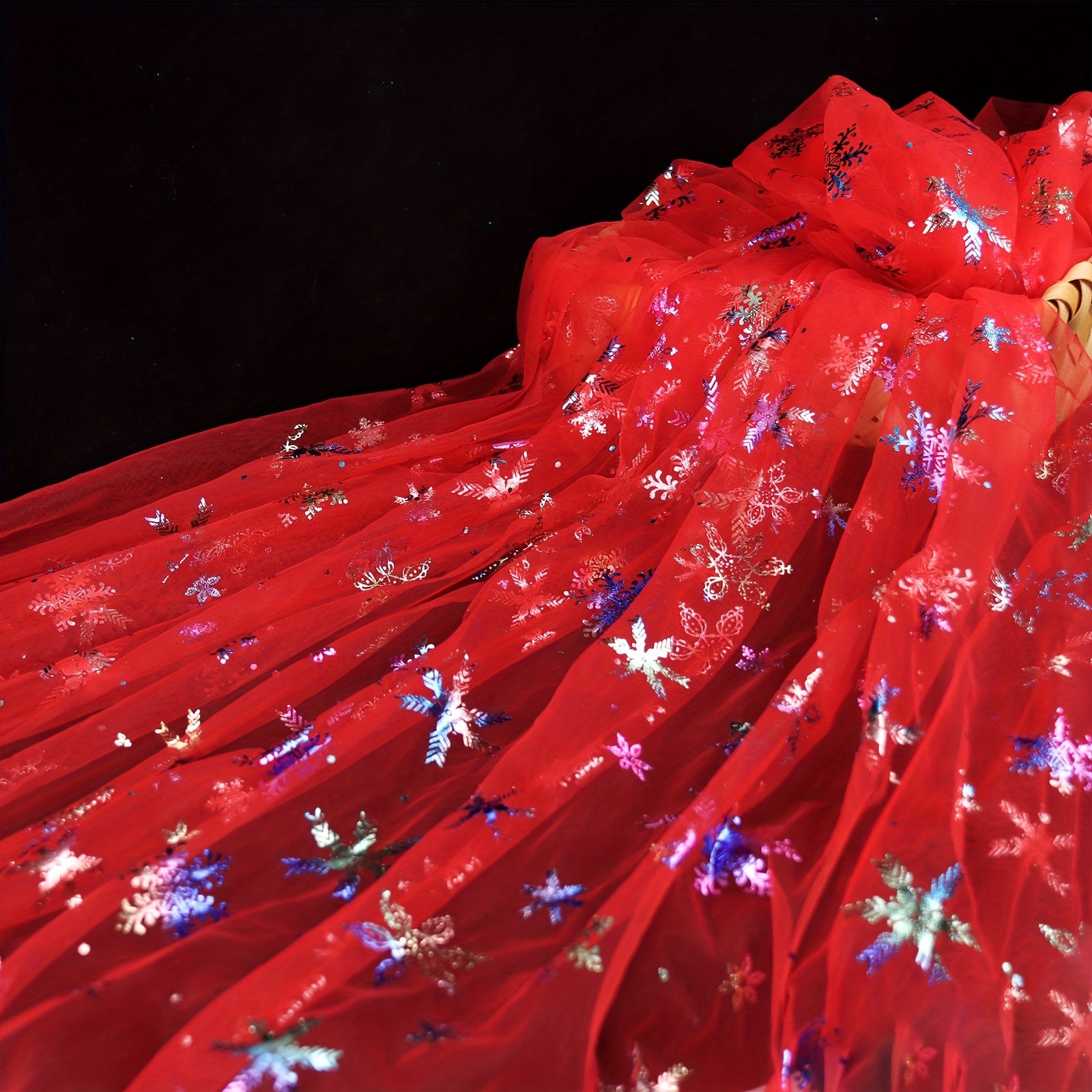 Christmas Snowflake Sheer Tulle Fabric Yard DIY Winter Wonderland Party