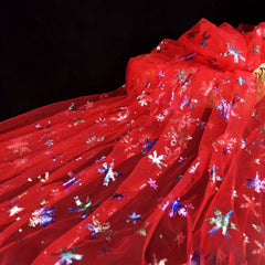 Christmas Snowflake Sheer Tulle Fabric Yard DIY Winter Wonderland Party