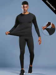 Men's Fleece Compression Shirt & Leggings Set for Fitness