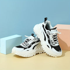 Women's Mesh Sneakers Lace Up Platform Sport Shoes Non Slip Colorblock
