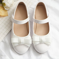 Girls Bowknot Dress Shoes Lightweight Non Slip Flat Sole Shoes