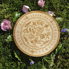 Wooden Floral Spirit Board Pendulum Herbal Round Talking Game Witchcraft Decor