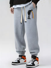 Funny Sheet Ghost Vomiting Rainbow Print Drawstring Sweatpants Loose Fit Pants