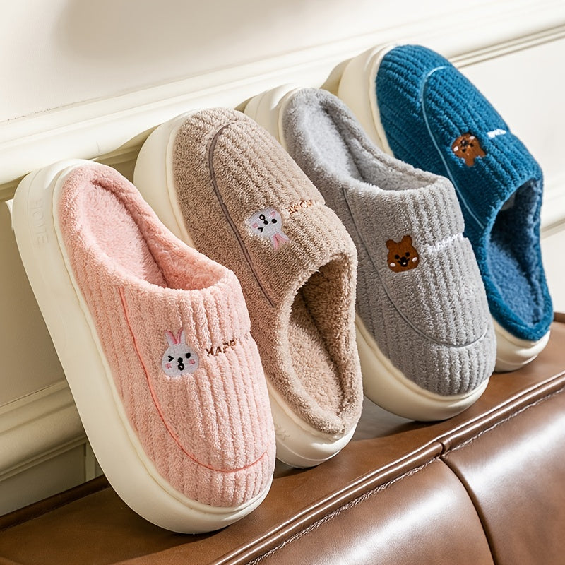 Cozy Bunny Plush Slippers Anti-Skid Indoor Shoes for Men