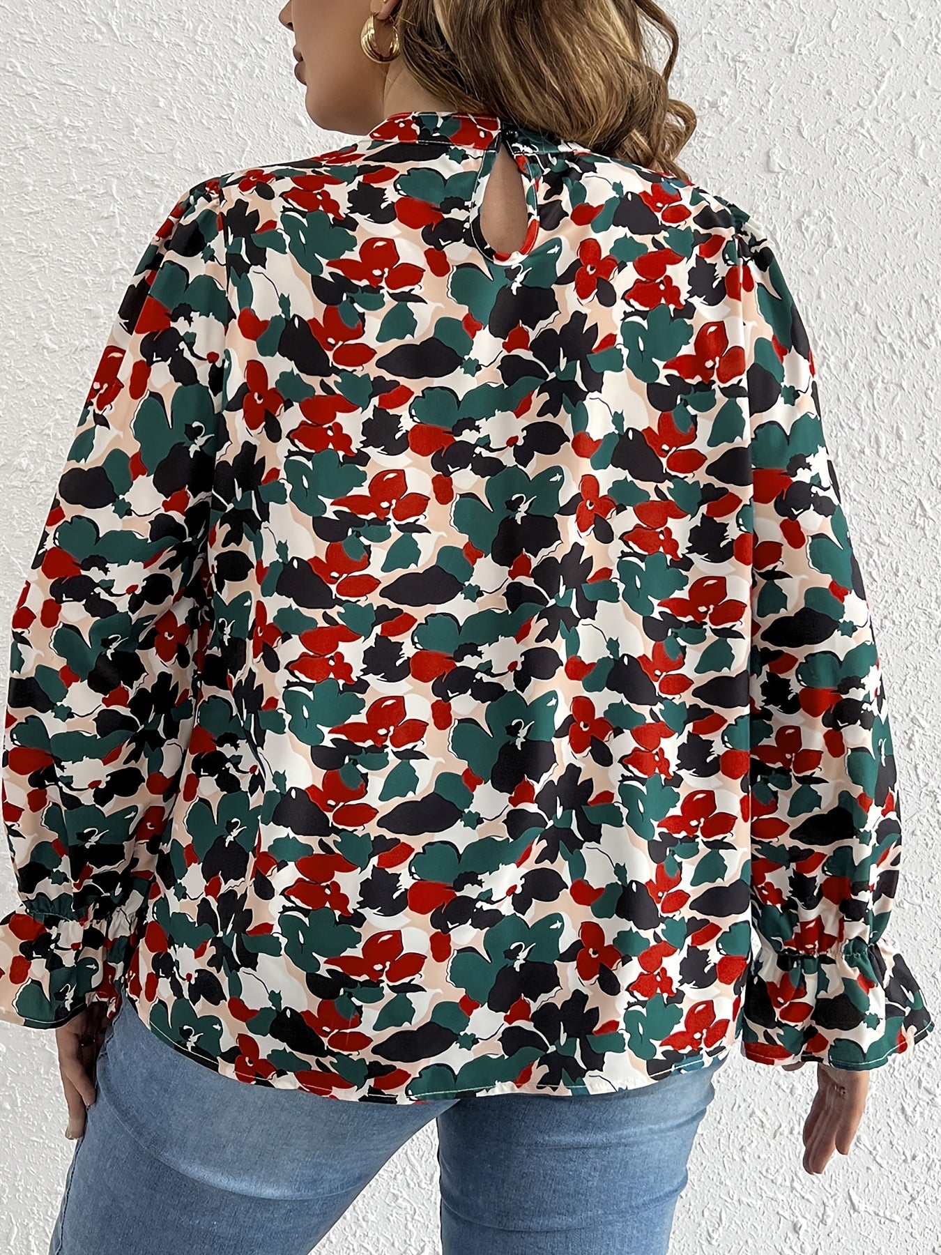 Floral Print Lantern Sleeve Blouse