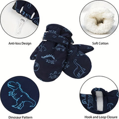 Winter Warm Lined Fleece Gloves Waterproof Snow Mitten For Kids