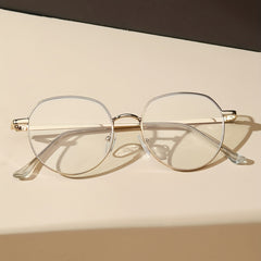 Men's Polygonal Metal Frame Anti Light Glasses