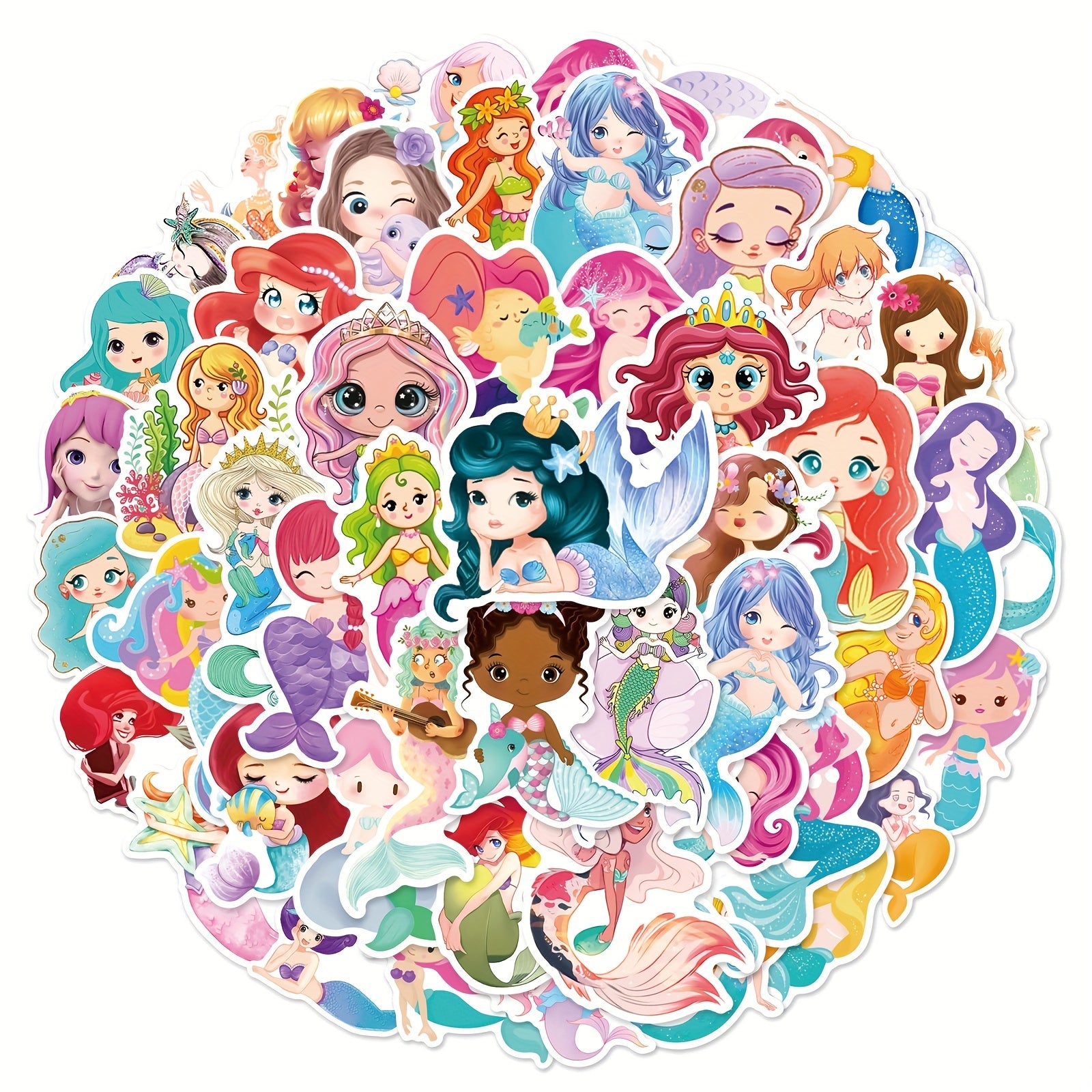50pcs Mermaid Graffiti Stickers for Party Decor Bikes Bottles & More