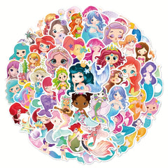 50pcs Mermaid Graffiti Stickers for Party Decor Bikes Bottles & More