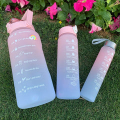 3pc 300 750 2000ml Water Bottle Time Marker Leak Proof Gradient Sports Plastic