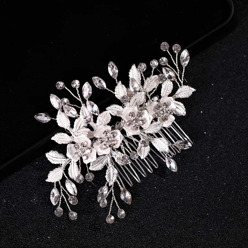 Leaf Rhinestone Hair Comb Hairpin for Party Favor Decorations