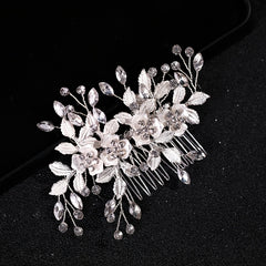 Leaf Rhinestone Hair Comb Hairpin for Party Favor Decorations