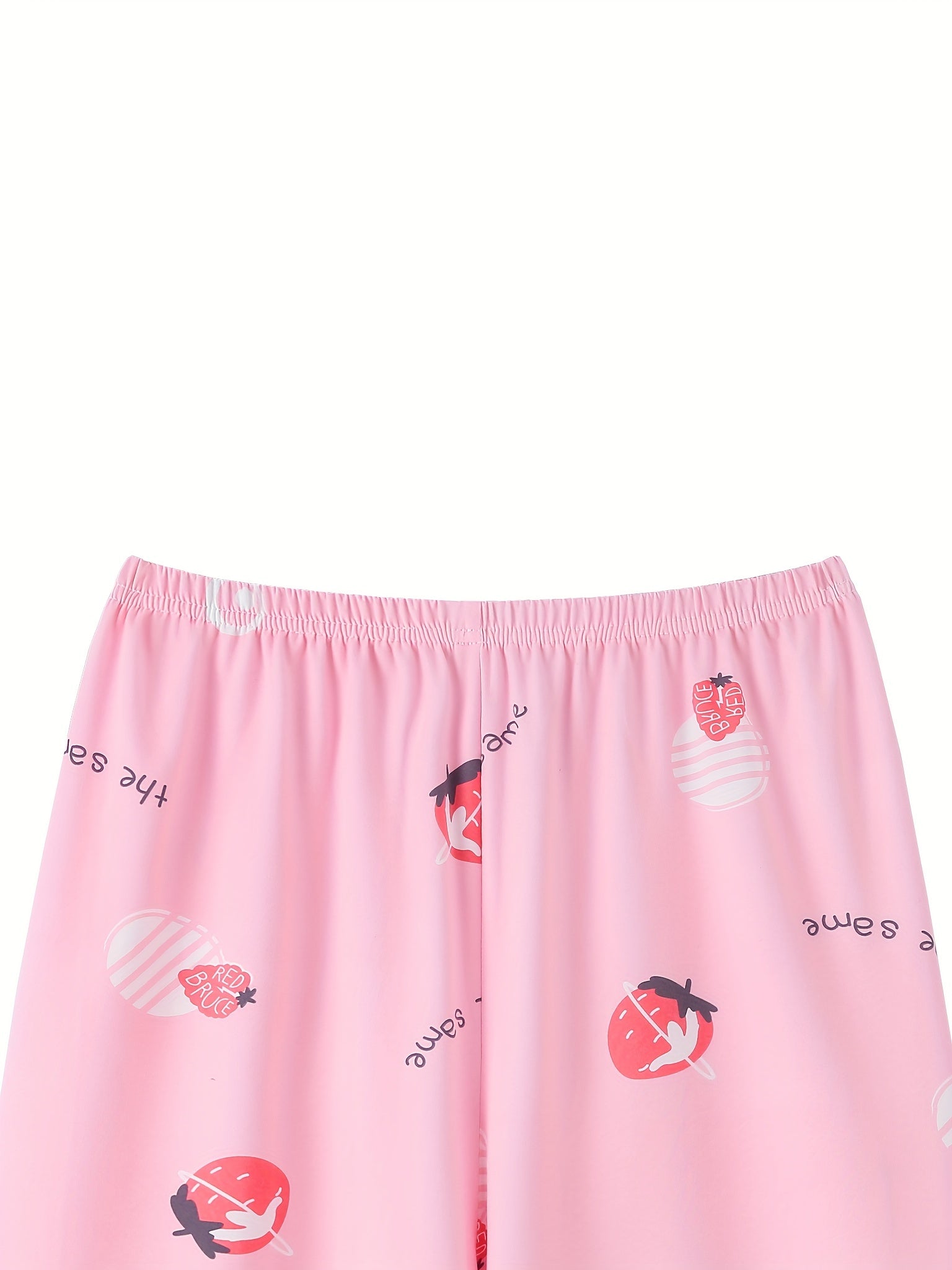 Women's Strawberry & Letter Print High Stretch Shorts