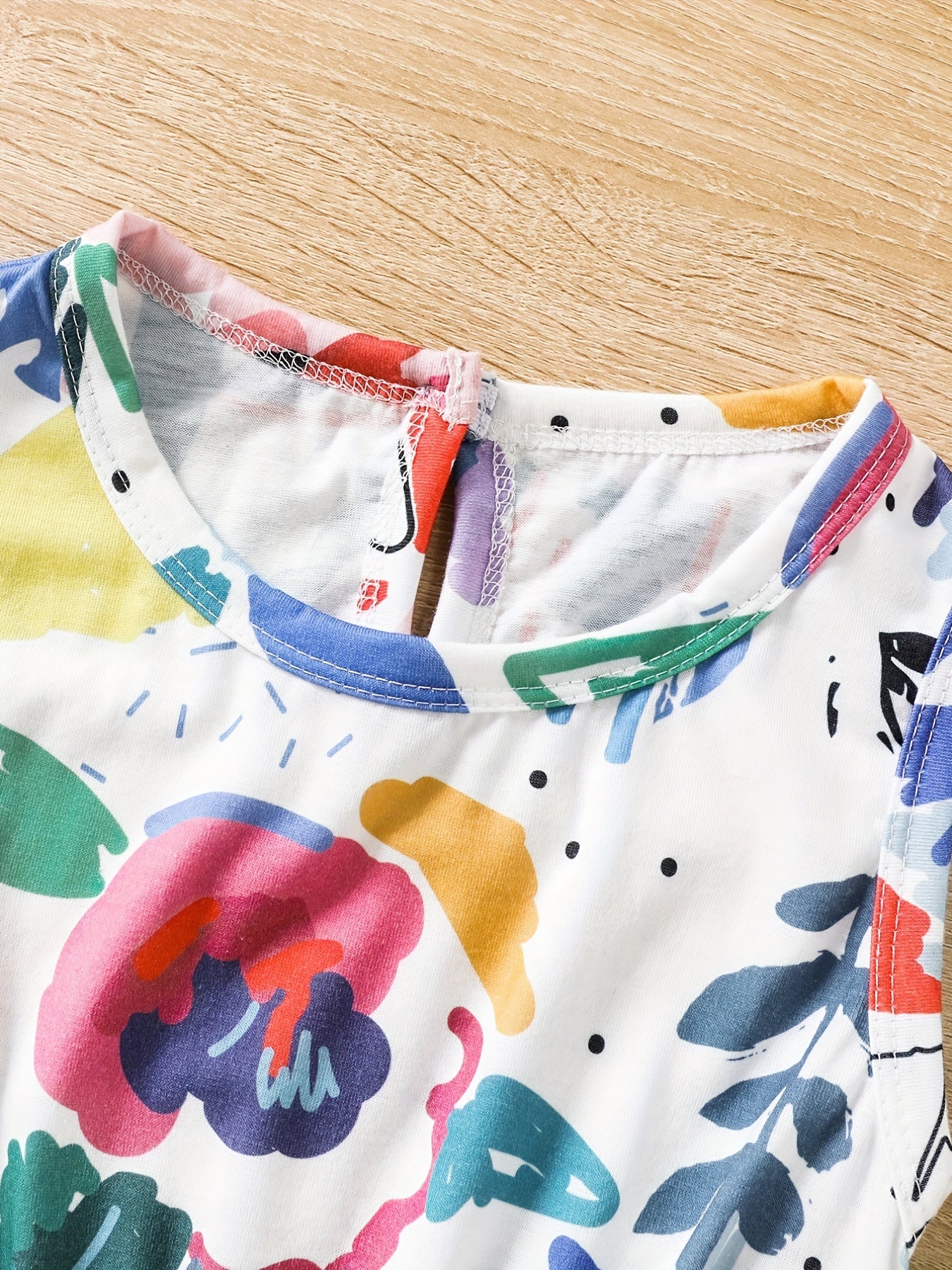 Toddler Girls Graffiti Sleeveless Rompers for Beach Vacation