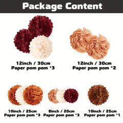 12pcs Halloween Party Decorations Tissue Paper Pom Poms Rustic Retro Baby Shower
