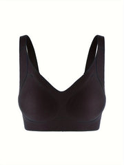 Solid Seamless Wireless Bra Breathable & Soft Push Up Bra Women's Lingerie