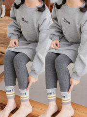 2 Packs Girls' Fleece Jogger Leggings, Warm & Stretchy Tight Pants