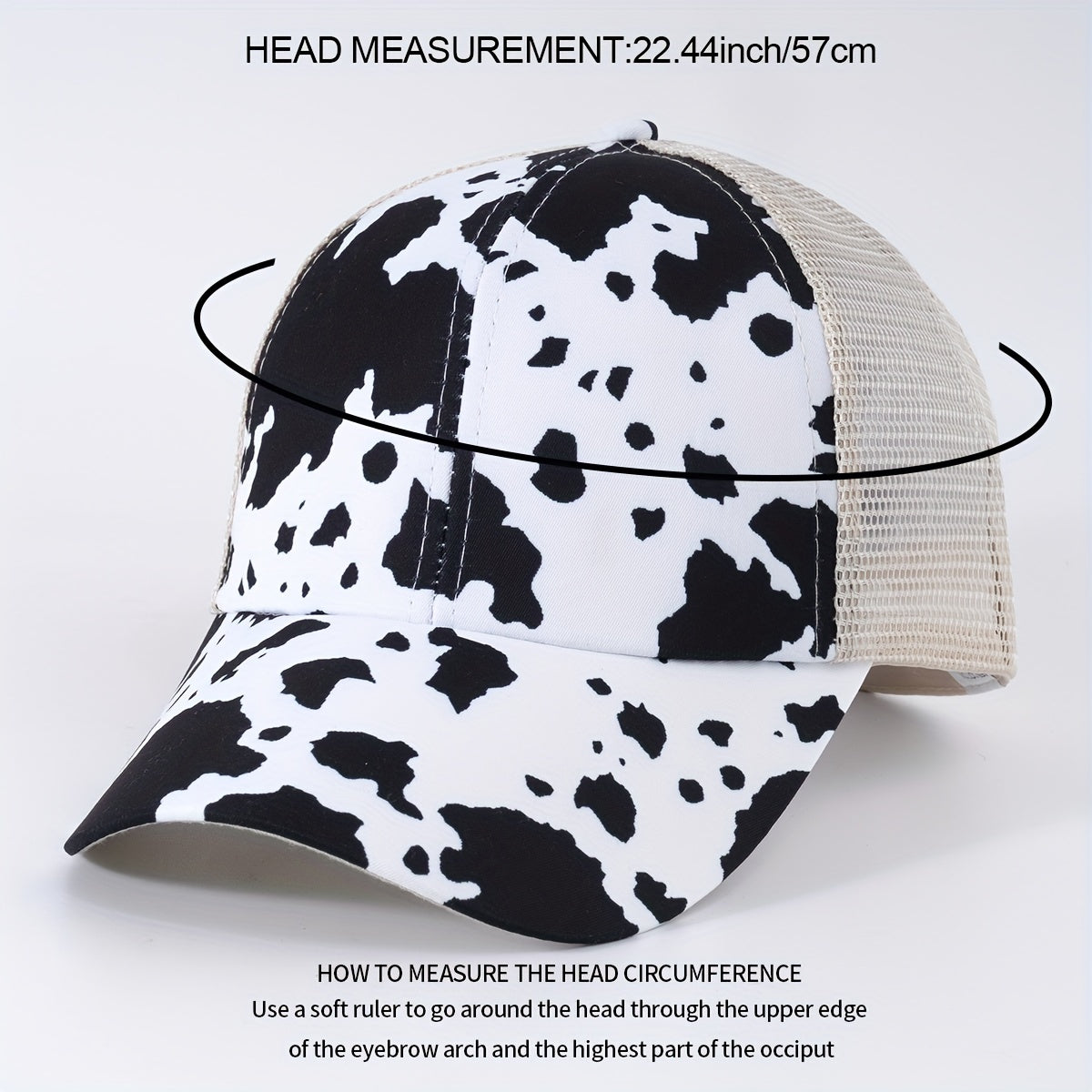 Cow Print Ponytail Baseball Cap Mesh Trucker Hat
