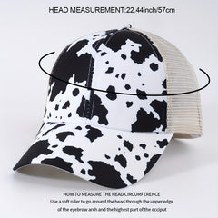 Cow Print Ponytail Baseball Cap Mesh Trucker Hat