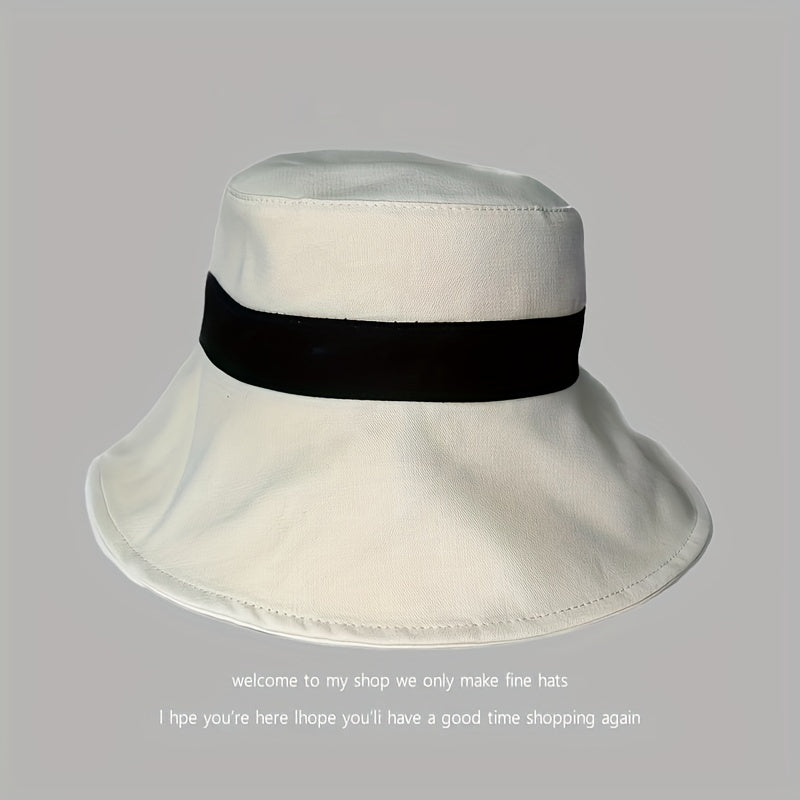 Beige Bucket Hat Wide Brim UV Protection Sun Hat