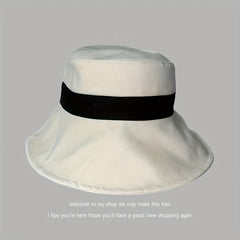 Beige Bucket Hat Wide Brim UV Protection Sun Hat