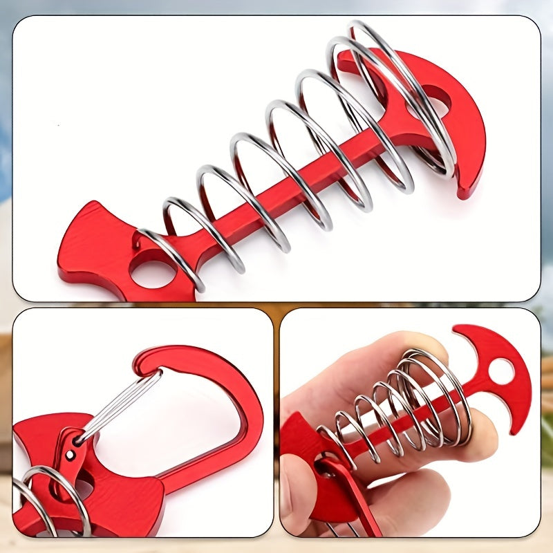 10 Red Deck Anchor Pegs Carabiners Windproof Aluminum Tent Stakes