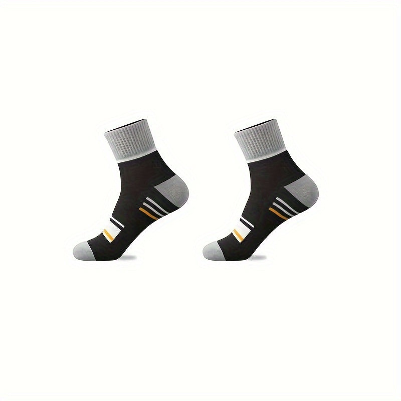 5 Pairs Men's Athletic Quarter Socks, Soft Breathable Socks