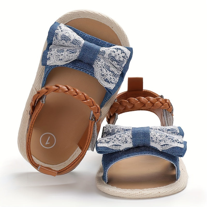 Bowknot Open Toe Sandals For Baby Girls Lightweight Comfortable