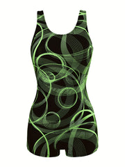 Circle Pattern Slim Fit Boxer Short Swimsuit