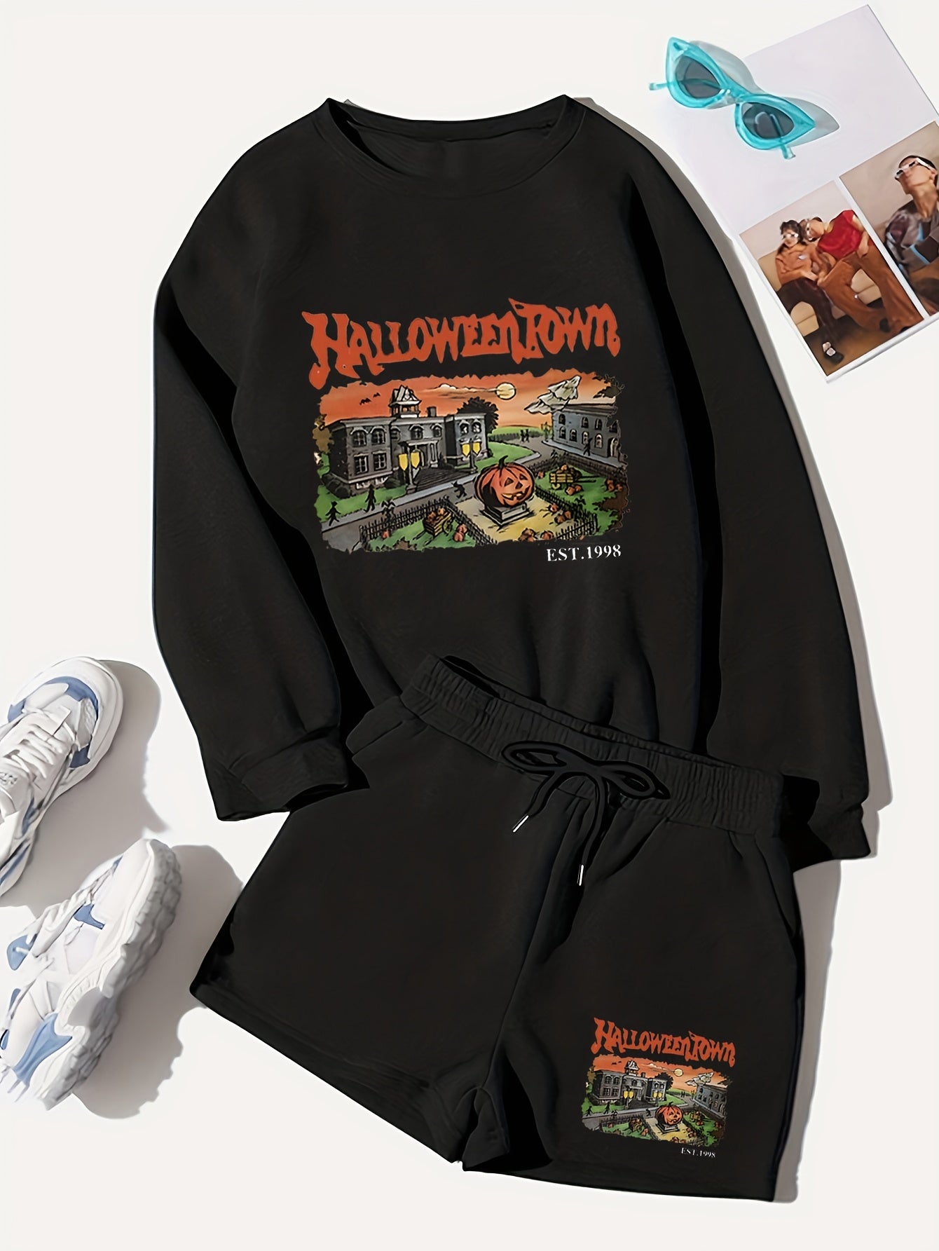 Halloween 2pcs Set Sweatshirt & Shorts Outfits