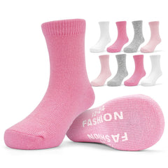 8pk Thermal Crew Socks for Girls/Toddlers - Cozy & Warm for Cold Weather