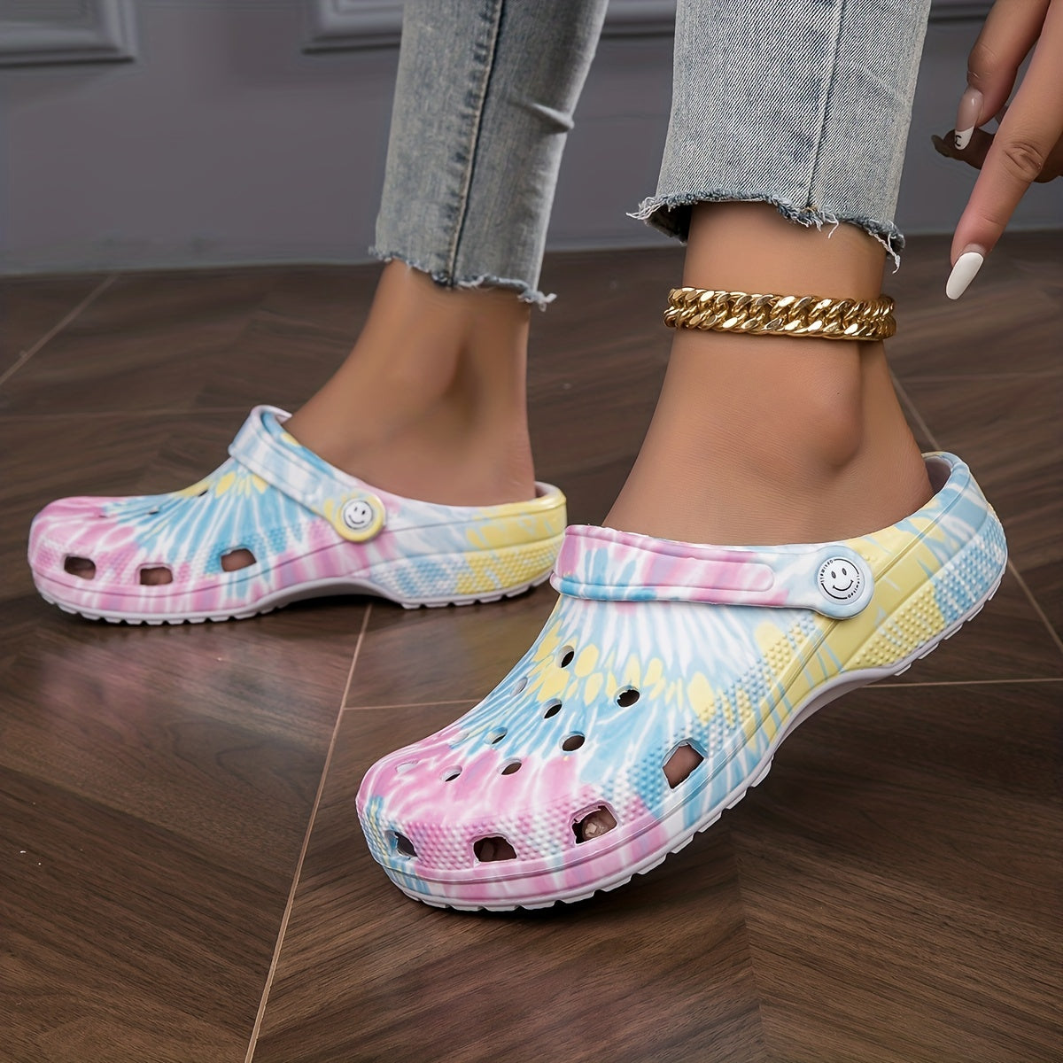Women's Tie Dye Chunky Clogs Platform Shoes