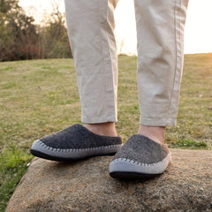Men's Slip on Slippers Stitch Detail Backless Indoor Winter Shoes
