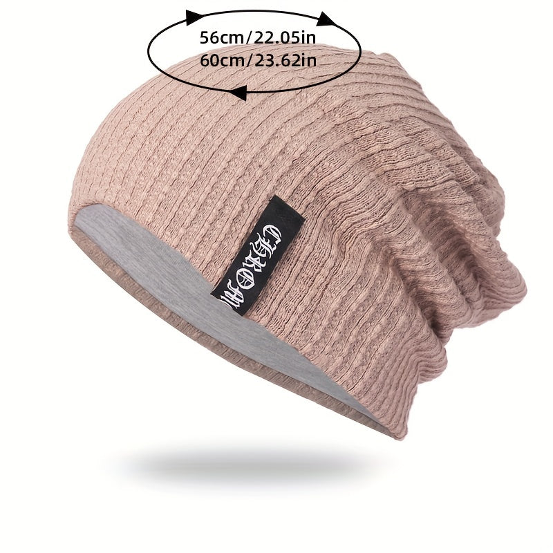 Striped Double Layer Unisex Beanie Hat Warm Skull Cap
