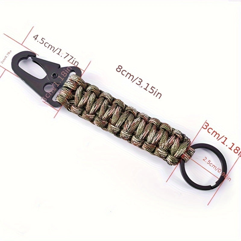 2pcs Zinc Alloy Camping Hook Keychain with Survival Cord String